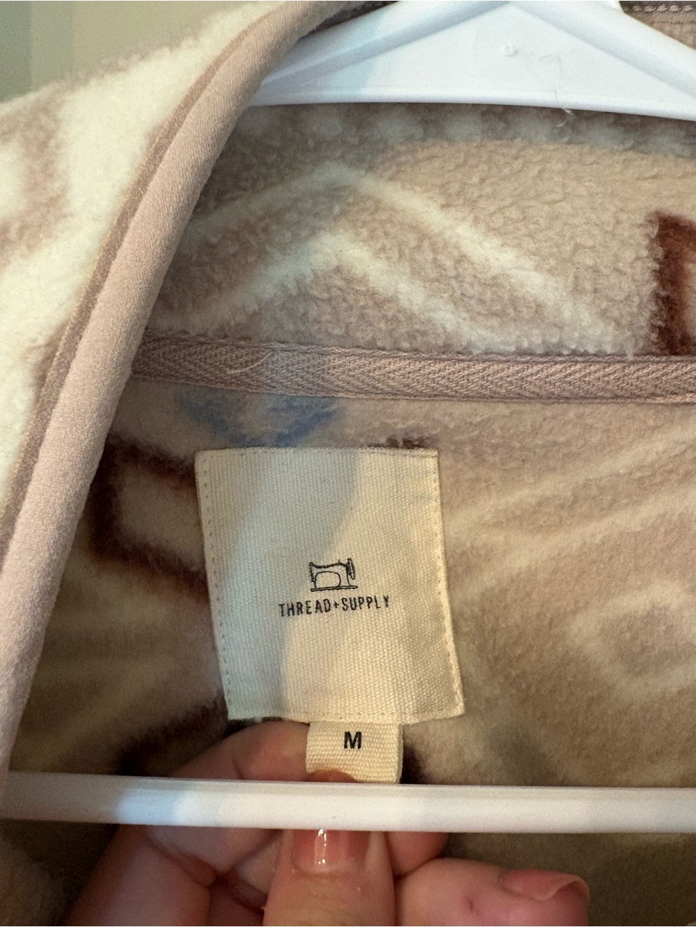 Thread & Supply Taupe, White and Brown Fair Isle Quarter-Zip Pullover - Picture 2 of 4